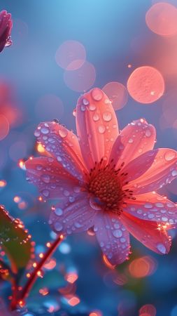 flowers, pink, raindrops (vertical)