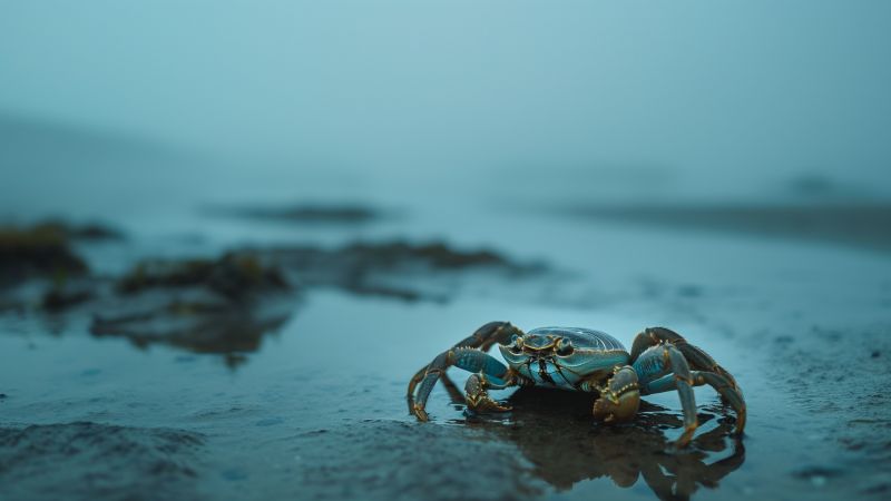 Ghost crab wallpaper, Ocypodinae, marine life, background for desktop wallpaper (horizontal)