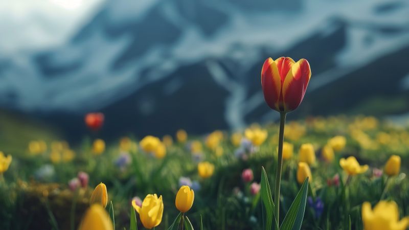 tulip wallpaper, HD wallpaper, majestic mountains, background for desktop wallpaper (horizontal)
