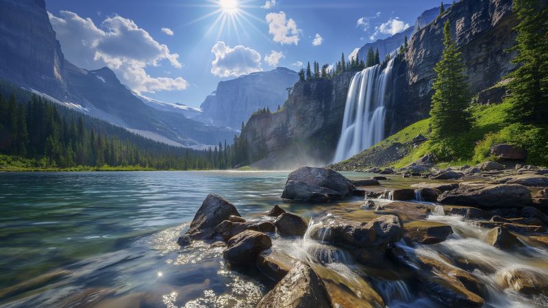 Lake wallpaper, water, tranquility, background for desktop wallpaper (horizontal)