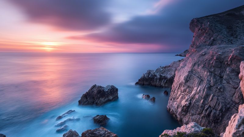 Sea wallpaper, ocean, cliffs, background for desktop wallpaper (horizontal)