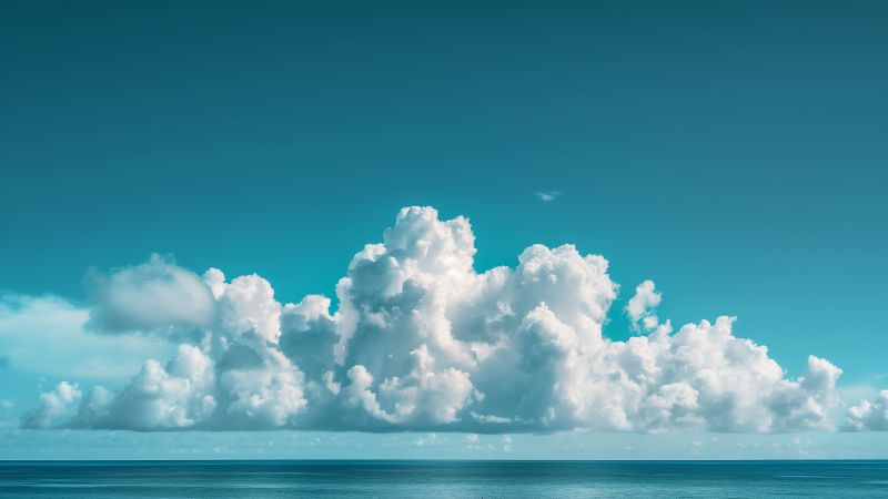 cumulus clouds wallpaper, ocean, sea, background for desktop wallpaper (horizontal)