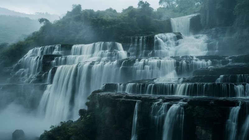 Pongour Waterfall wallpaper, nature, travel, background for desktop wallpaper (horizontal)