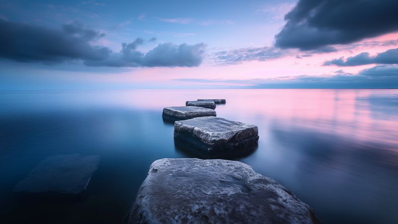 Lake wallpaper, nature, horizon, background for desktop wallpaper (horizontal)