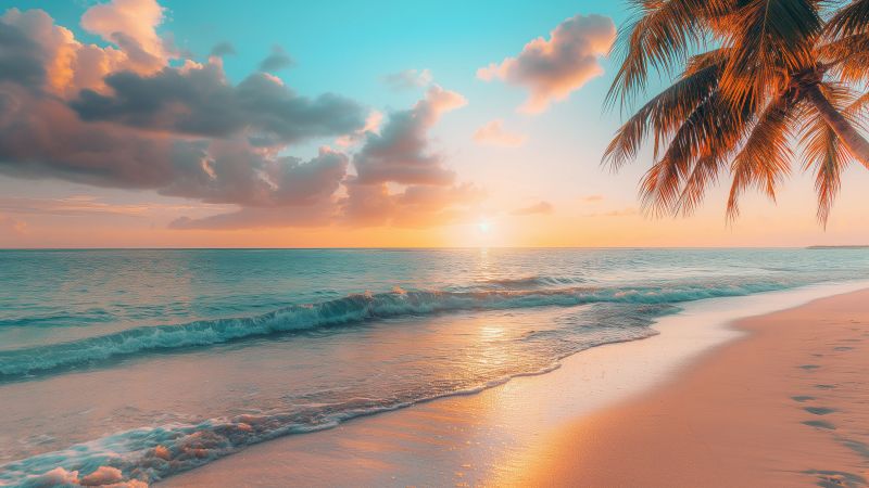 tropical beach wallpaper, paradise, coastal, background for desktop wallpaper (horizontal)