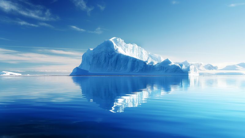 Antarctica wallpaper, reflection, water, background for desktop wallpaper (horizontal)