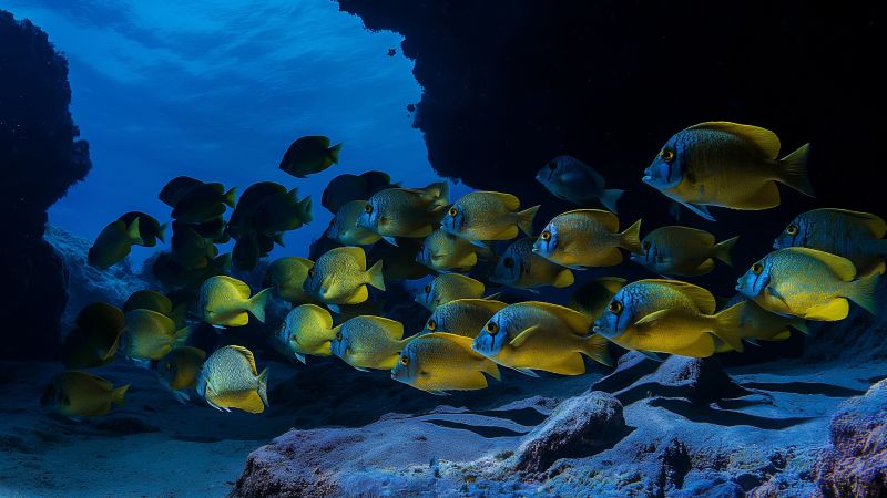 fish school wallpaper, ocean, atlantic, background for desktop wallpaper (horizontal)