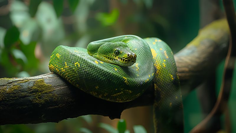 Python wallpaper, emerald, zoo, background for desktop wallpaper (horizontal)