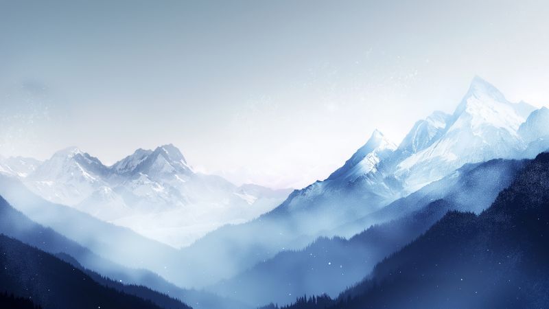 mountains wallpaper, snow, winter landscape, background for desktop wallpaper (horizontal)