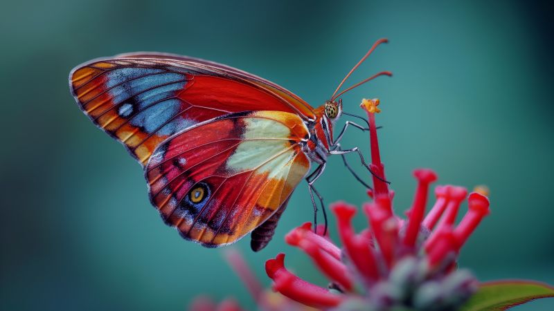 butterfly wallpaper, colorful, red, background for desktop wallpaper (horizontal)
