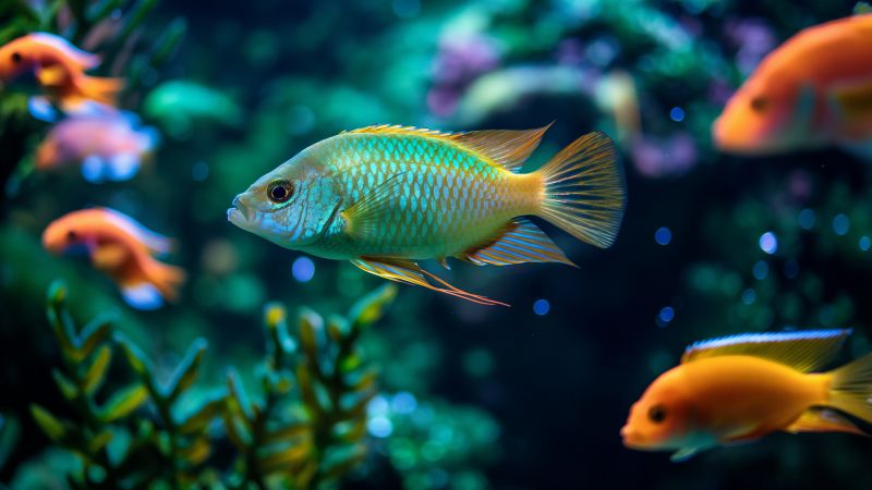 Mollienesia wallpaper, underwater, vibrant, background for desktop wallpaper (horizontal)