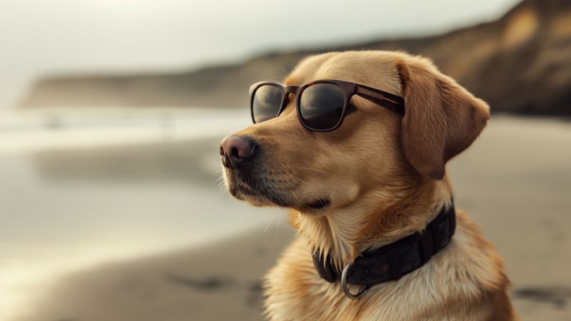 Dog wallpaper, beach, resort, background for desktop wallpaper (horizontal)