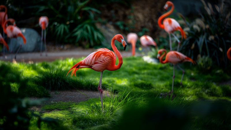 flamingo wallpaper, bird, Sun Diego, background for desktop wallpaper (horizontal)