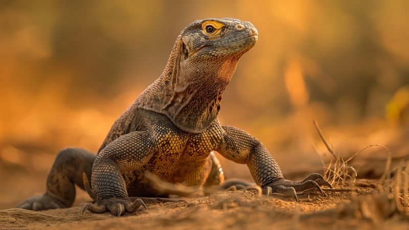 Comodo Dragon wallpaper, Varanus salvator, black, background for desktop wallpaper (horizontal)