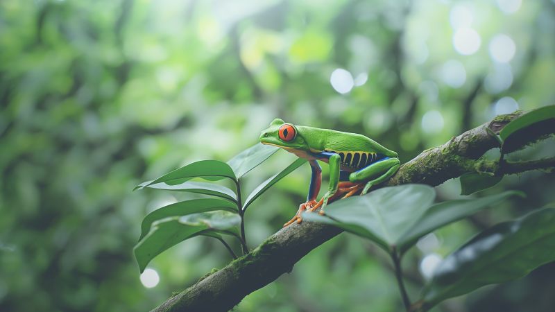 Tree frog wallpaper, poison, orange, background for desktop wallpaper (horizontal)