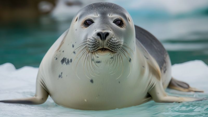 bearded seal wallpaper, Hudson Bay, ice, background for desktop wallpaper (horizontal)