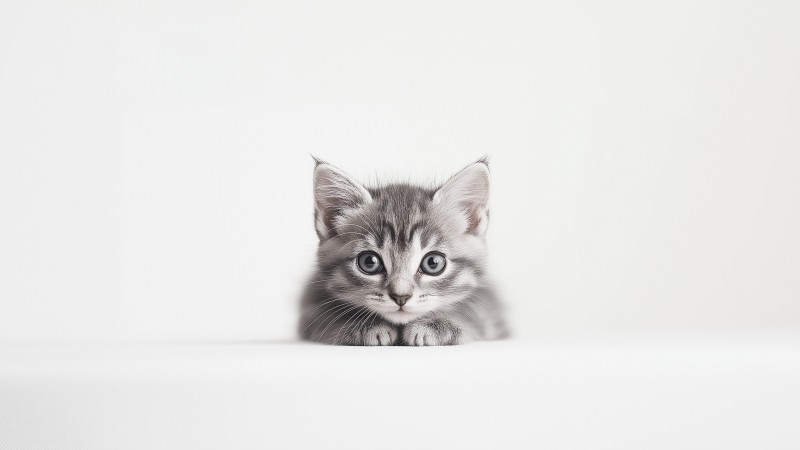 kitten wallpaper, tabby, white, background for desktop wallpaper (horizontal)