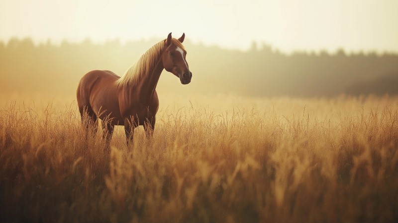horse wallpaper, fields, countryside, background for desktop wallpaper (horizontal)