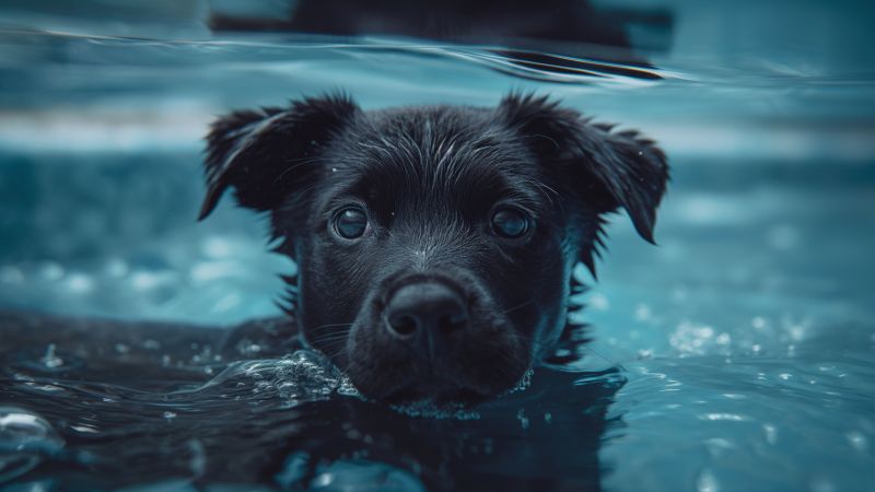 Dog wallpaper, funny, underwater, background for desktop wallpaper (horizontal)