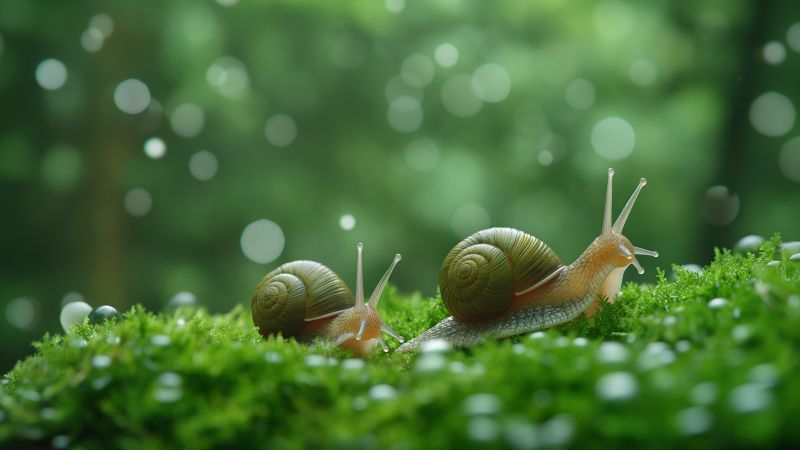 Snail wallpaper, close-up, insects, background for desktop wallpaper (horizontal)