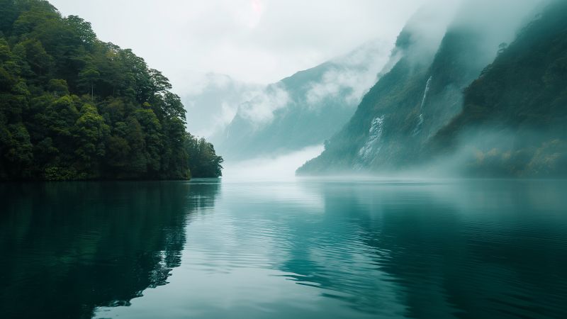 New Zealand wallpaper, river, dramatic clouds, background for desktop wallpaper (horizontal)