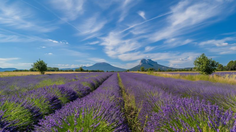 lavender wallpaper, mountain, Europe, background for desktop wallpaper (horizontal)