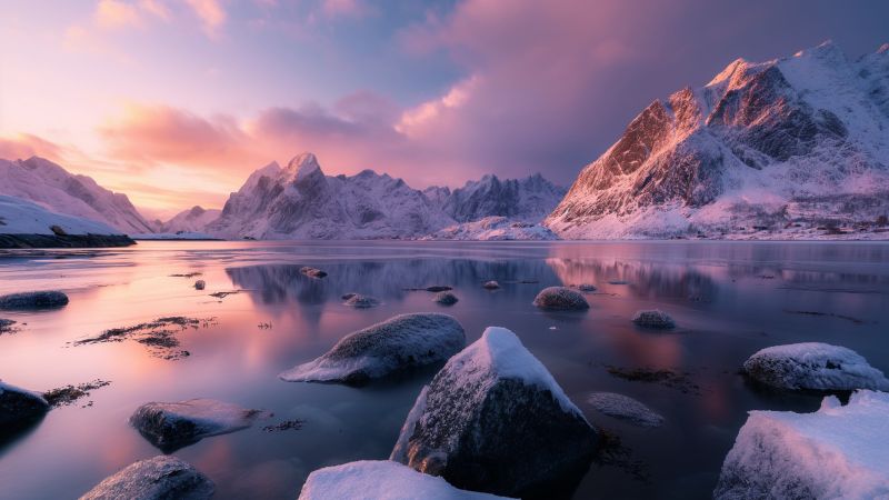 Norway wallpaper, Lofoten islands, Europe, background for desktop wallpaper (horizontal)