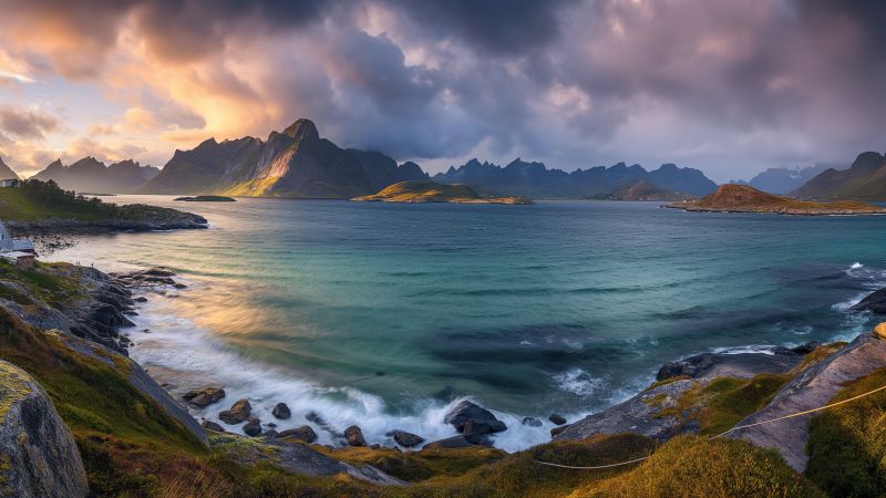 Norway wallpaper, breathtaking landscapes, dramatic skies, background for desktop wallpaper (horizontal)
