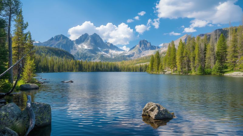 5k wallpaper, water, forest, background for desktop wallpaper (horizontal)