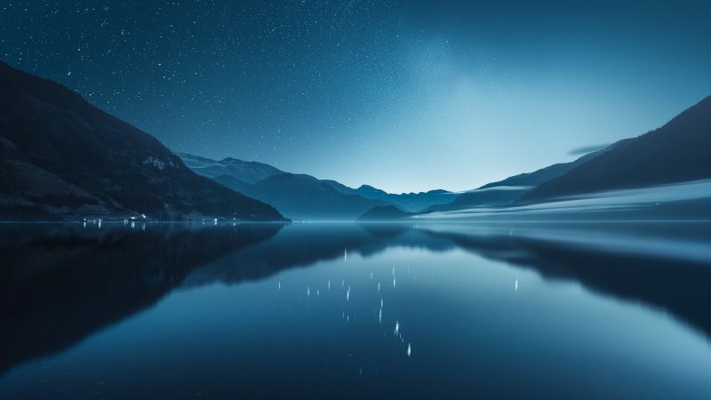 stars wallpaper, peaks, reflection, background for desktop wallpaper (horizontal)