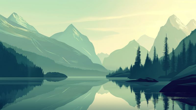 lake wallpaper, shoreline, nature, background for desktop wallpaper (horizontal)