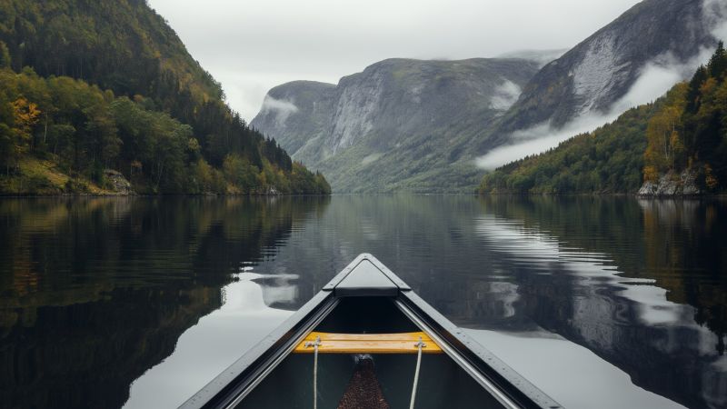 Canoe wallpaper, Europe, waterway, background for desktop wallpaper (horizontal)