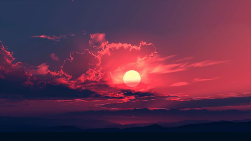 Sunset wallpaper, vibrant colors, picturesque view, background for desktop wallpaper (horizontal)