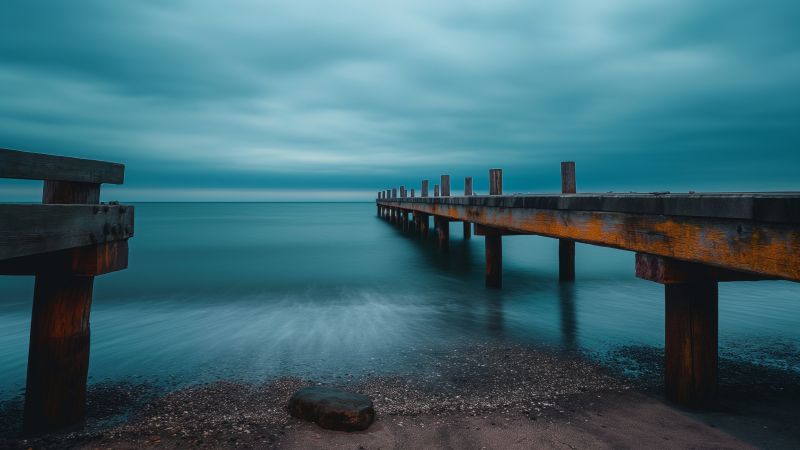 pier wallpaper, sky blue, waterfront, background for desktop wallpaper (horizontal)