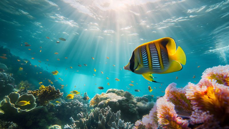 fish wallpaper, sea, marine life, background for desktop wallpaper (horizontal)
