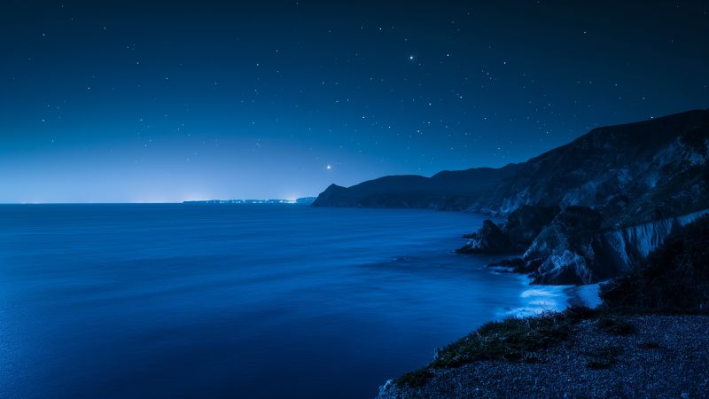 mountains wallpaper, ocean waves, coastal view, background for desktop wallpaper (horizontal)