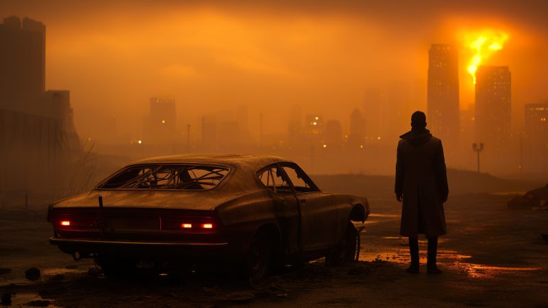 wasteland wallpaper, twilight, sunset, background for desktop wallpaper (horizontal)