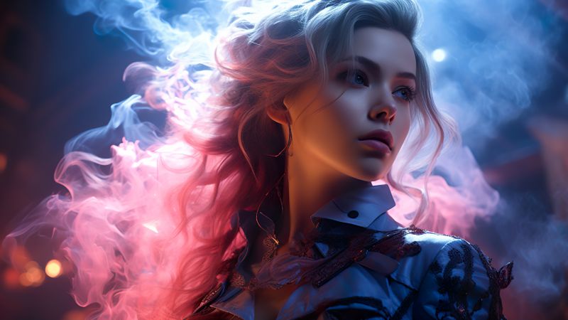 girl wallpaper, neon, vibrant, background for desktop wallpaper (horizontal)