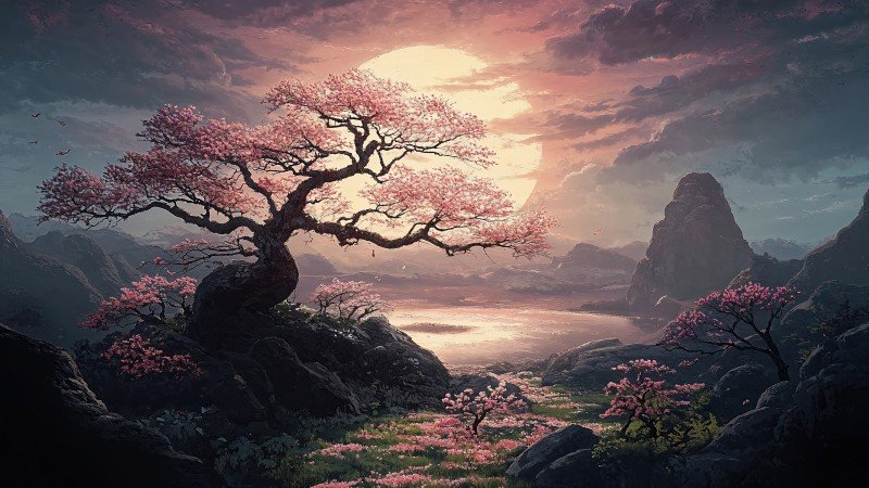 Windows 11 wallpaper, twilight, sunset, background for desktop wallpaper (horizontal)