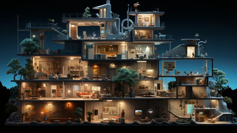 apartment wallpaper, flat, illustration, background for desktop wallpaper (horizontal)