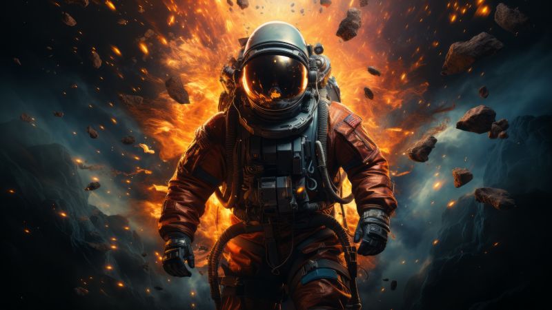cosmonaut wallpaper, astronaut, user avatar, background for desktop wallpaper (horizontal)