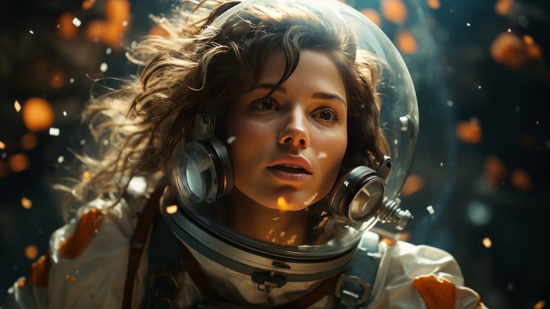 girl wallpaper, cosmic, space-themed, background for desktop wallpaper (horizontal)