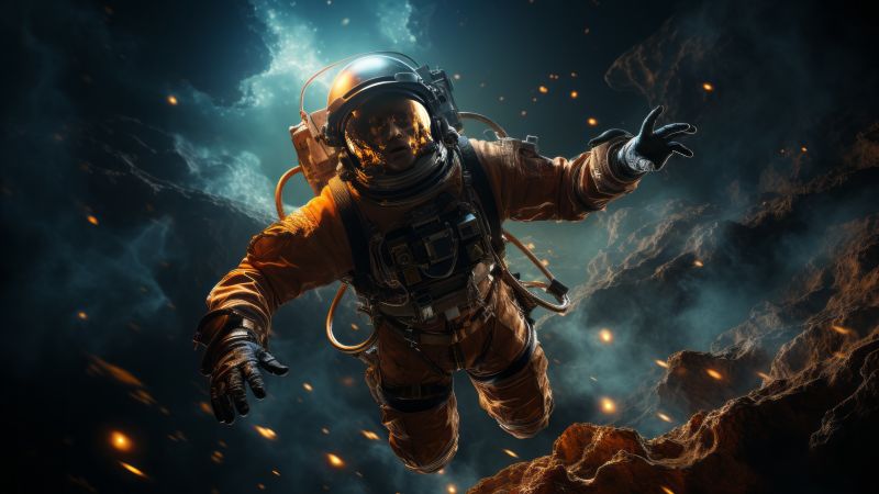 cosmonaut wallpaper, outer space, space exploration, background for desktop wallpaper (horizontal)