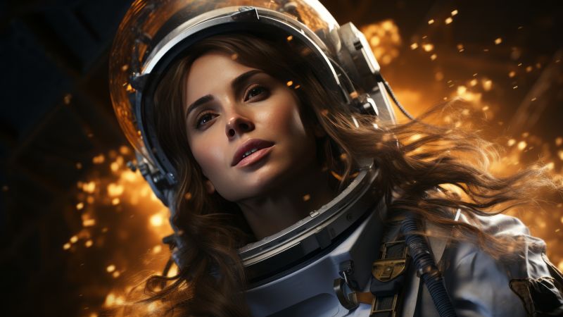 girl wallpaper, cosmic, 4k, background for desktop wallpaper (horizontal)