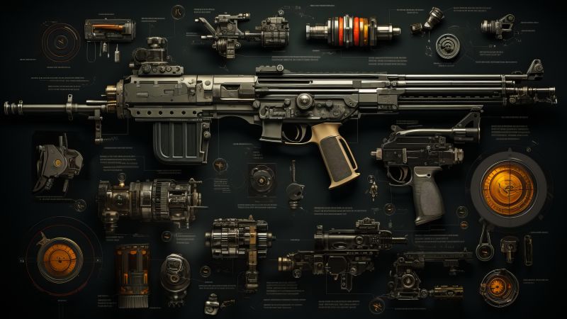 rifles wallpaper, weapon display, long guns, background for desktop wallpaper (horizontal)