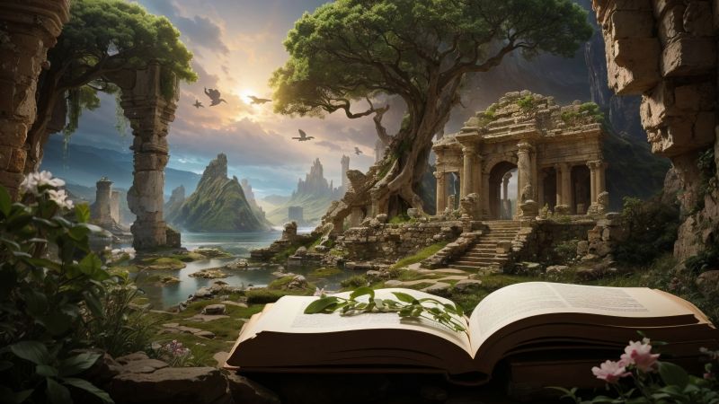 castle wallpaper, enchanted, landscape, background for desktop wallpaper (horizontal)