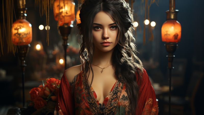 anime girl wallpaper, fantasy warrior, epic battle, background for desktop wallpaper (horizontal)