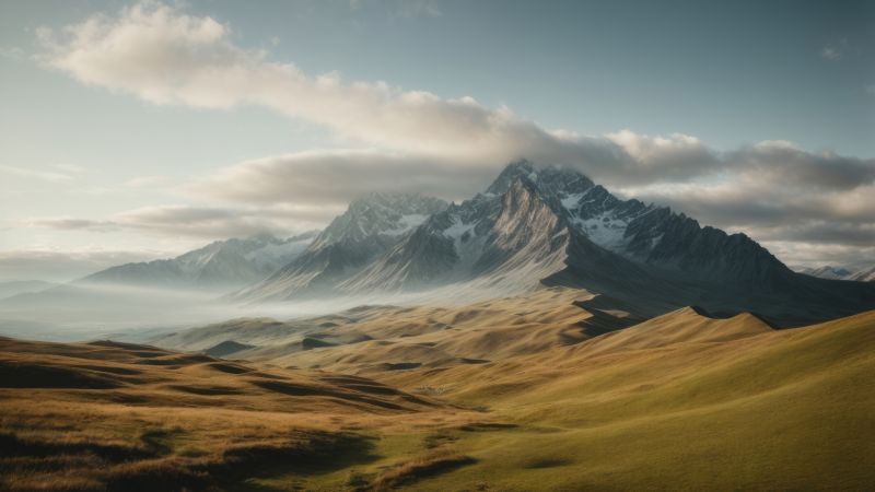 mountains wallpaper, alpine landscape, serene valley, background for desktop wallpaper (horizontal)