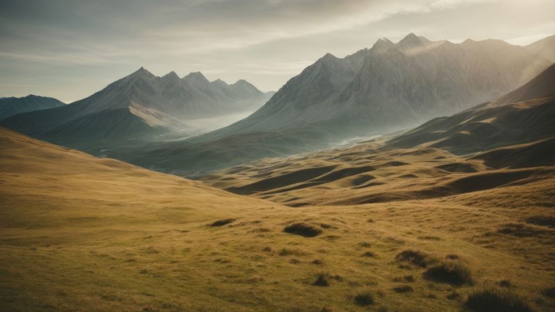 mountains wallpaper, landscape, field, background for desktop wallpaper (horizontal)