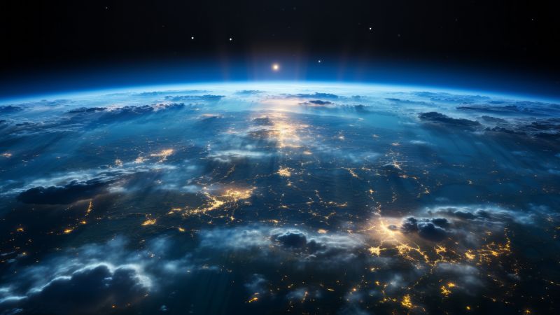 Earth wallpaper, iOS 17, planet, background for desktop wallpaper (horizontal)